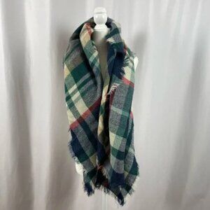 Maurices Plaid Square Scarf with Frayed Edge
